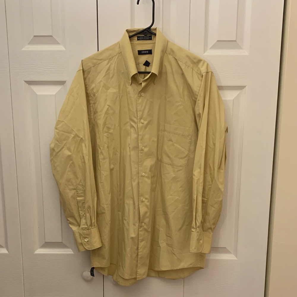 Izod Men's Light Yellow Dress Shirt